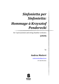 Sinfonietta per Sinfonietta, Hommage a Krzysztof Penderecki