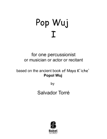 Pop Wuj I - One Performer- Salvador Torré